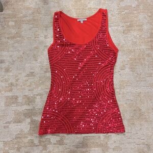 Like new Charlotte Russe sequin tank top with stretch in Coral color- Medium